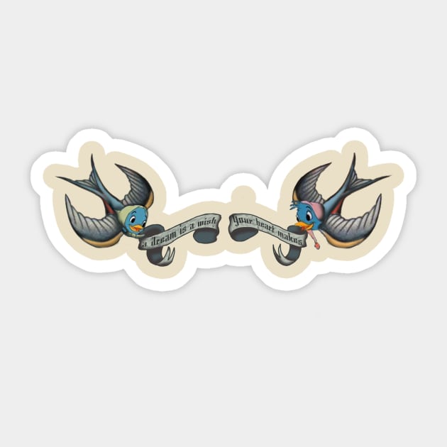 Cinderella's Sparrows Sticker by Bowl of Surreal